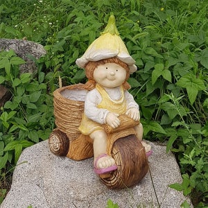 정원인형 19C0214A 통나무 자전거 타는 소녀