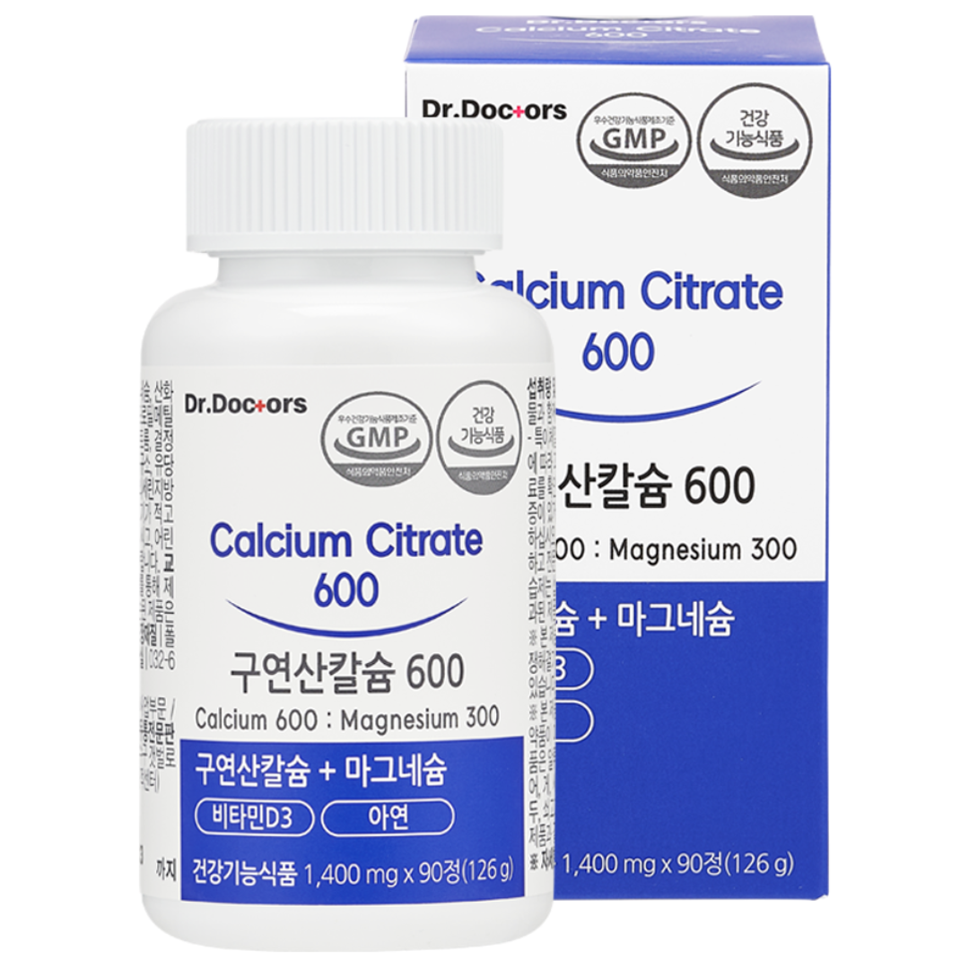 닥터닥터스 구연산 <b>칼슘</b> <b>600</b> 1400mg x 90캡슐