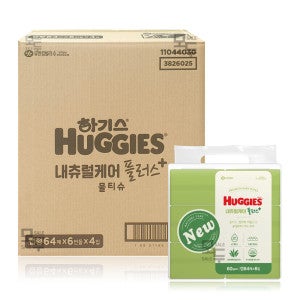 하기스 하기스 내츄럴케어 플러스 물티슈 캡형 64매x24팩