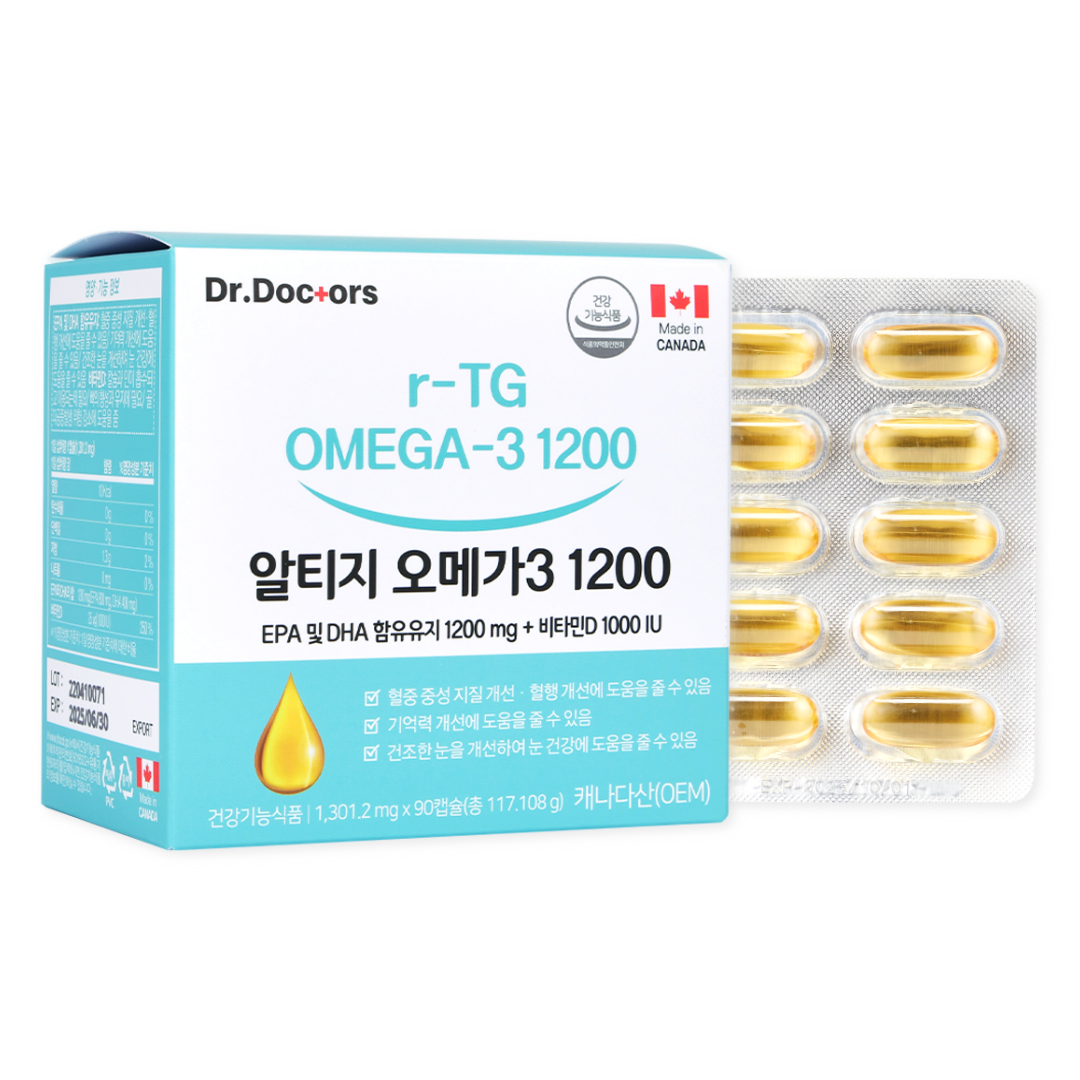 닥터닥터스 <b>알티지</b> <b>오메가3</b> <b>1200</b> 1301.2mg x 90캡슐