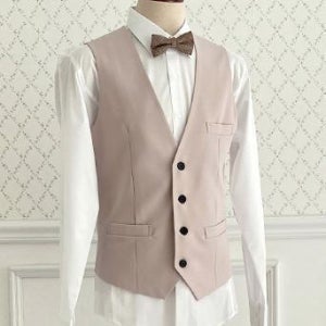 남자 연베이지 정장조끼 단품(L-6XL) 남자예복베스트 셋업수트 웨딩촬영 결혼식