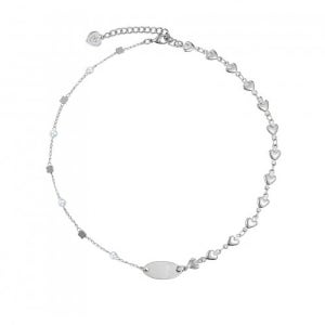 [브이브이브이] 진주 하트 체인 언발 초커 목걸이 21FWNK029SV