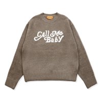 콜미베이비 Call Me Baby Adorable Cursive Logo Knit Khaki