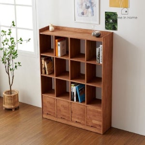 에디터의 서재 원목 서랍형 오픈 4단 책장 1100 4X4 J86