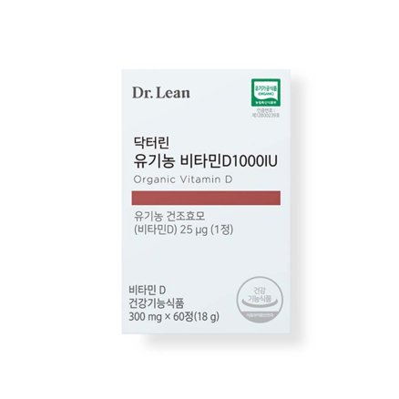 한국씨엔에스팜 닥터린 유기농 비타민D1000IU 300mg x 60정
