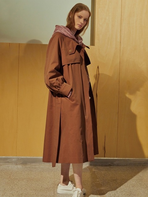 [리이] (BECKY) HIGH NECK TRENCH COAT