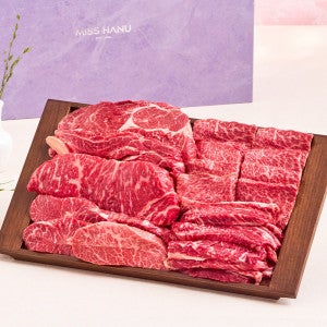미쓰하누 (신선집중) 1++NO.9 등급 한우 선물세트 1.4kg 구이모듬 등심 채끝 갈비살 부채살 시그니처2호 추석 선물