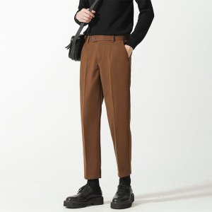 2021 가을 겨울 모직 남성 비즈니스 드레스 바지 캐주얼 슬림 피트 솔리드 정장 바지 Office Social Trousers Pantalon Homme E399