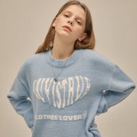 [러브이즈트루] [모모랜드 낸시 착용]PO HEART KNIT(SKY BLUE)