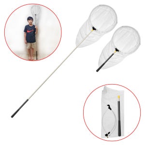 (고급형 5단 스텐 잠자리채 대형 -화이트) 양봉채 벌채 접이식 물고기 어망 들채 곤충 채집 안테나 채집망 길이조절 빅사이즈