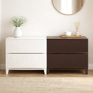 보노하우스 가든 라탄 서랍장 와이드 플라스틱 서랍장 2단