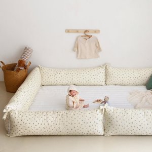 쁘리엘르 순면 유아 범퍼 쿠션 4P 세트(솜포함)  허밍 아이보리  37 x 110 cm  37 x 150 cm