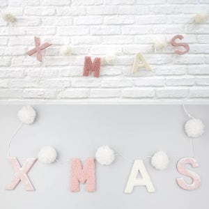 XMAS 패브릭 글씨 가랜드 145cm 12개 세트