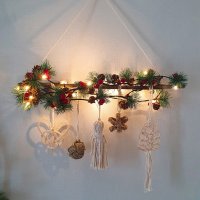 행잉트리 크리스마스 벽트리 라탄 장식 만들기 오너먼트 조명포함 50cm 라탄매니아  B타입(내추럴)