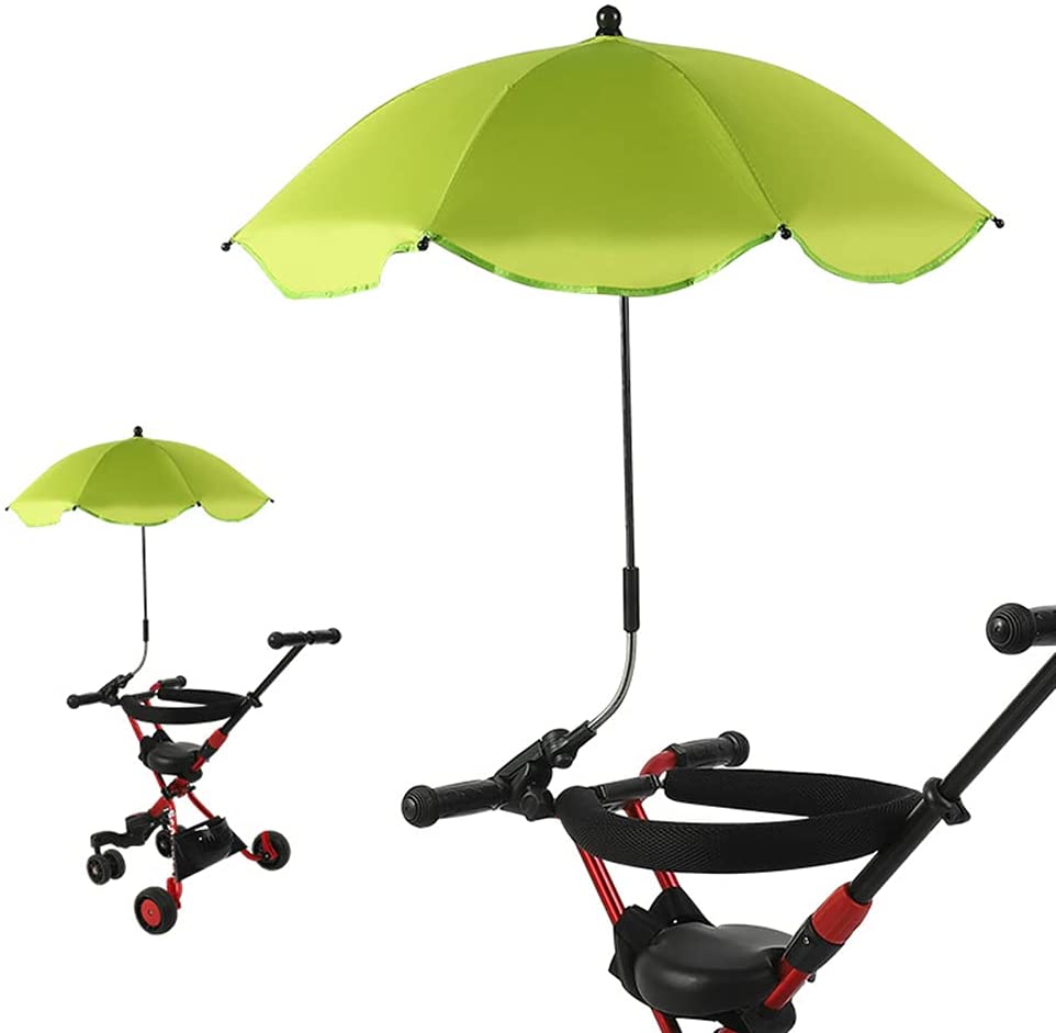 Leafgreenus Parasol Umbrella for Pram 360 Degree Adjustable UV Protection for Pushchairs and Buggy Folding Stroller Parasol with Umbrella Clip Fixing Device Pink 