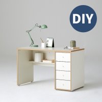 한샘 샘 책상 120cm 하부서랍형 DIY(컬러 택1)  색상:좌형/크림화이트/크림화이트(A)