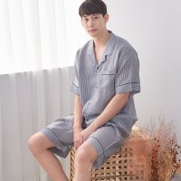 디노바시 남성용 풍기인견 스트라이프 5부 주머니 파자마 상하의 세트  XL  혼합색상