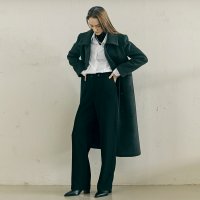 NOUVE 누브 메리노 울 버튼다운 코트 - 차콜 Merino Wool Button Down Coat - Charcoal