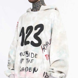 RRR123 오픈넥 빈티지 페인트 프린팅 후드 맨투맨 티셔츠 Hoodie [스트릿 편집샵 람스]