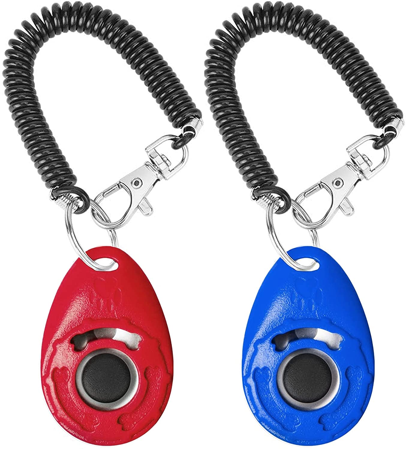 LaZimnInc Dog Training Clicker with Wrist Strap Pet Training Clicker Set 2-Pack Red + Black