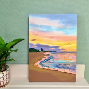 노을지는 강릉바다 일러스트그림 캔버스액자 집들이선물, 씨솔아틀리에
