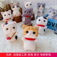 울 펠트 스탬프Q 고양이 재료 가방 핸드메이드 DIY 인형 고양이 걸이 커플 선물 카세트