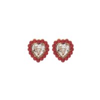 딸기샤베트 BISOU 투명 하트 빨간 산호 원석 스와로브스키 크리스마스 Earrings