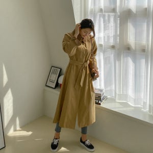 코듀로이포인트스트랩트렌치코트