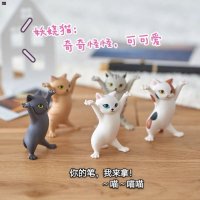 귀여운 고양이 받침대 도자기 캣 피규어 선물용 모래조각 요염한 펜던트 관묘 테이블 위 상차림 춤추는