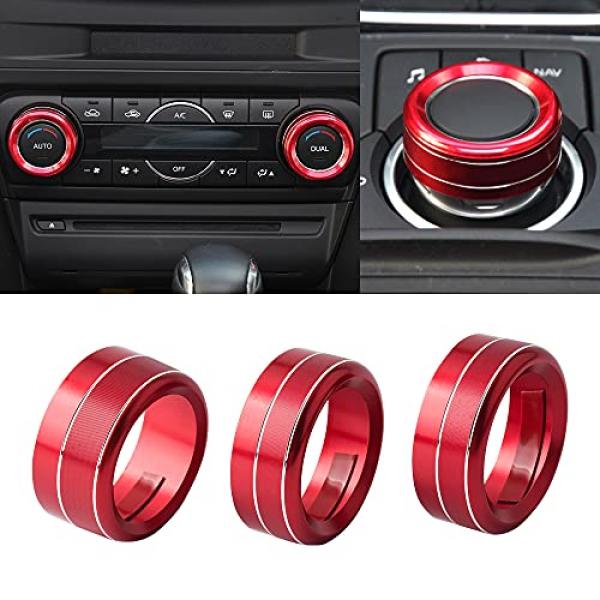 2pcs Ramecar Bling Crystal AC Knob Shiny Interior Air Conditioner Cover Accessories Mazda 
