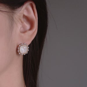 [은침]오팔 쥬얼 스와로브스키 진주 귀걸이 친구선물, 펄바이준(pearl by june)