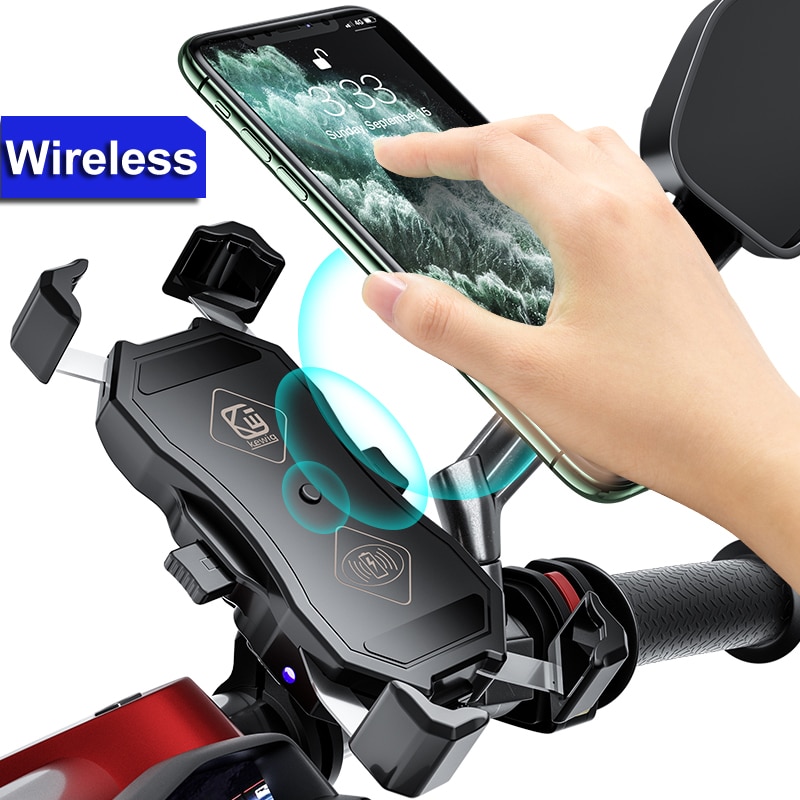 Aluminum Alloy Motorcycle Phone Holder Support Motorbike Handlebar GPS Navigation Bracket USB Charger Mount Clip for Mobile Cellphone 
