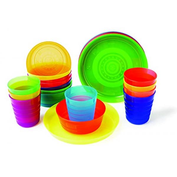 AIYoo Reusable Dinner Plates 4 Pack BPA Free 10.25 Plastic Divided Plates for Adults/Kids Camping Plate with 3-Compartment Dinner Plates with Dividers Dishwasher Safe 