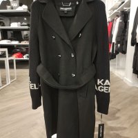 칼라거펠드 여성 벨티드 더블브레스트 니트 롱 COAT