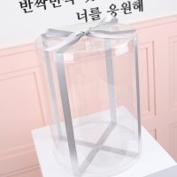 하우트 기저귀케이크 포장 조립형 PET 투명 원형케이스 3단용 풍선박스 벌룬박스