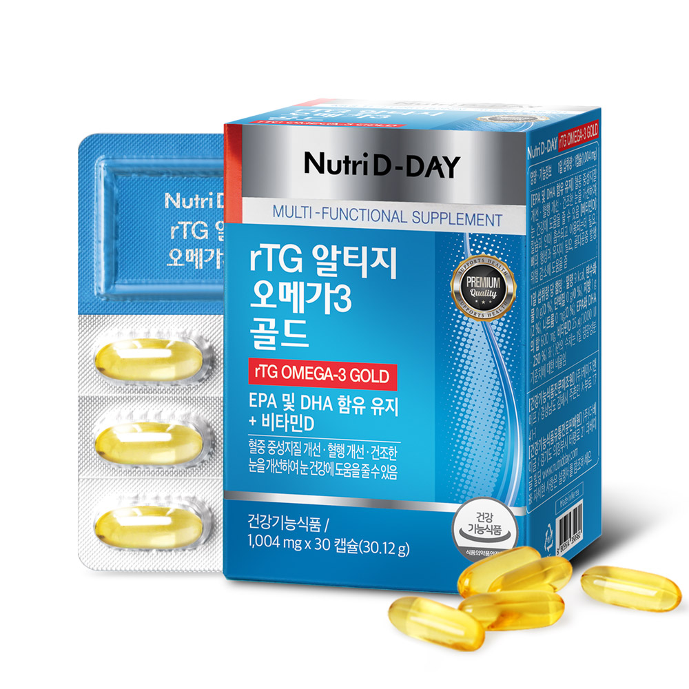 뉴트리디데이 rTG 알티지 <b>오메가3</b> <b>골드</b> 1004mg x 30캡슐