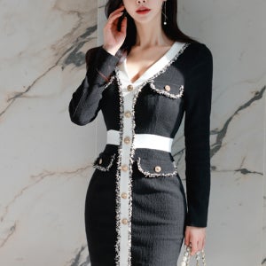 리슨 배색 원피스 (세일상품)