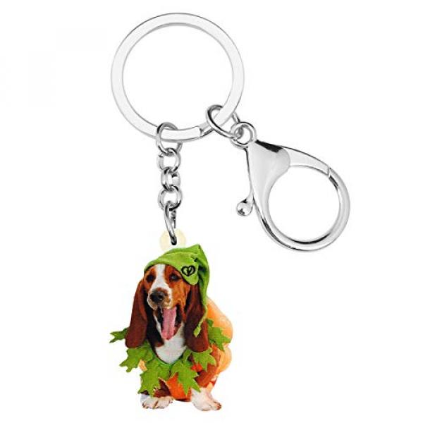 Features The Pop Art of Dean Russo Double Sided & Chrome Finish Enjoy It Basset Hound Keychain 
