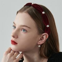 하스X티오유 Velvet puff pearl headband LVH004