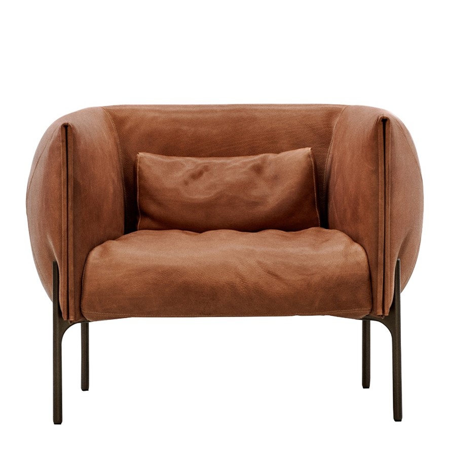 tan brown leather armchair