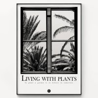 텐바이텐 메탈 흑백 포스터 창문 액자 야자수 Living with plants