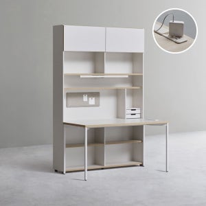 데스커 1400폭 6단 책상세트 (콘센트형, 조명+도어형) DSCJ146ALS