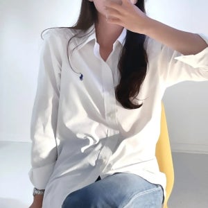 폴로 랄프로렌 퍼포먼스 클래식핏 긴팔 셔츠 여성용 화이트