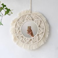 벽거울 욕실거울 Macrame 거울 벽 장식 Boho 홈 침실 거실 아기 방 보육