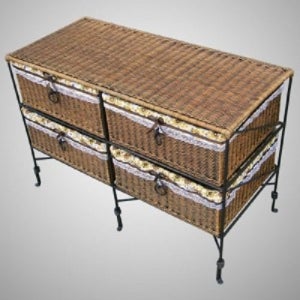 신원등 라탄 2x2단 워쉬 서랍장/고급 라탄수납장 철제 프레임 예쁜 수납장 옷 수납 수납함 보관 정리 체스트 옷수납 서랍