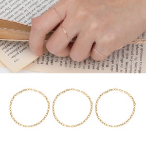 몽슈와 14K 라운드 체인 반지 3개 SET