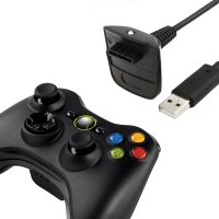 XBOX360 컨트롤러 패드 배터리 유선 충전 케이블  블랙  1개