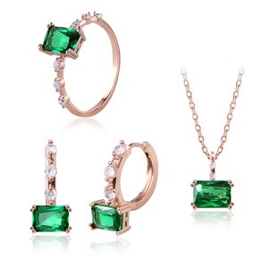 14K GF 귀걸이/목걸이/반지 SET포레스트 에메랄드 SET SET0163