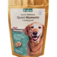 NaturVet Senior Wellness Quiet Moments Calming Aid 카모마일 패션 플라워 L-트립판 플러스 멜라토닌 개 보충제 65 count