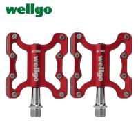 Wellgo 알루미늄 합금 초경량 MTB BMX 도로 자전거 페달  사이클링 Cr-Mo 스핀들 밀폐 베어링  자전거 부품  KC001